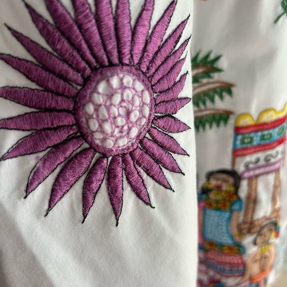 Vintage Mexican Day Of The Dead Maxi Dress with Colorful Embroidery Free Size - Picture 12 of 15